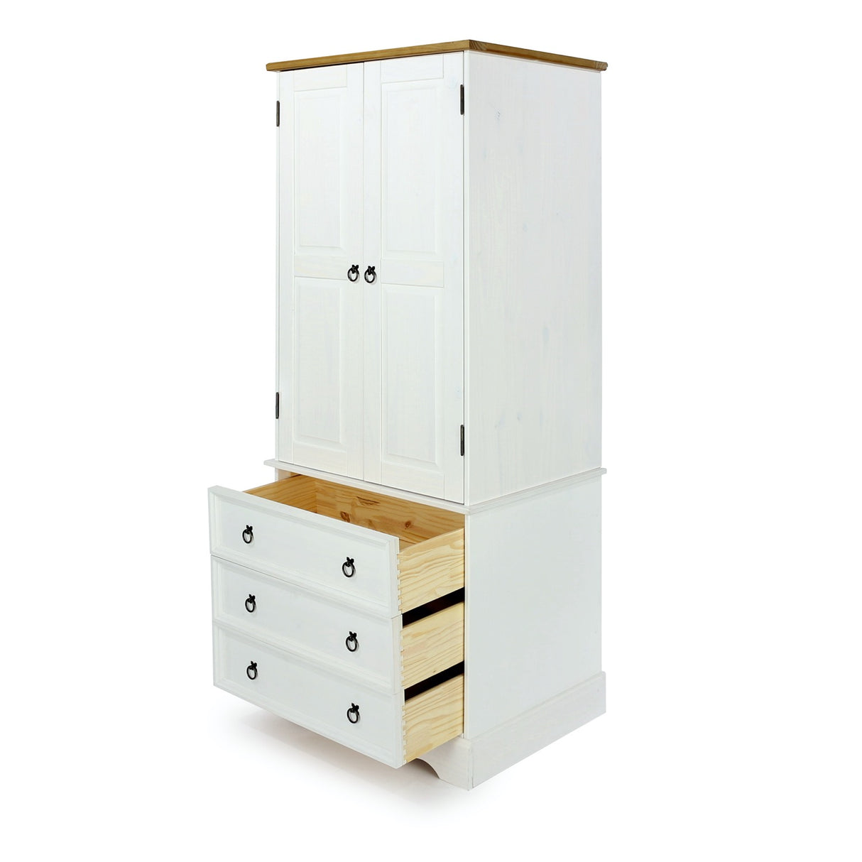 Corona White 2 Door, 3 Drawer Wardrobe