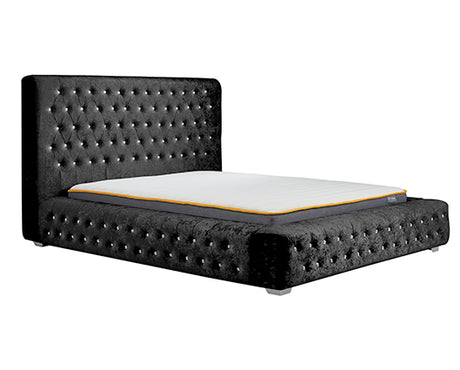 Grande Double Bed - Black Crushed Velvet