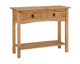 Corona 2 Drawer Console Table With Shelf - Distressed Waxed Pine