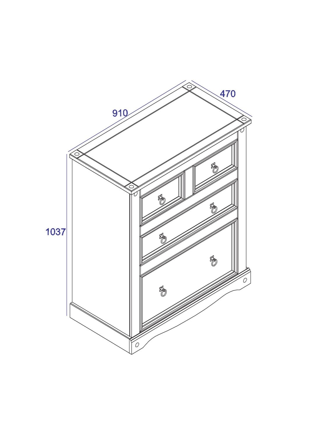 Corona Grey 2+2 Drawer Chest