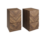 Catania 3 Drawer Bedside Table Royal Walnut X2