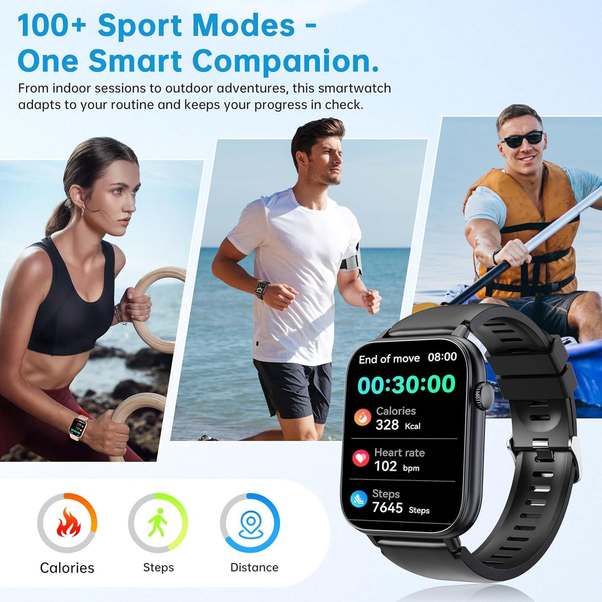 Smart Watch for Men Women - Black