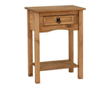 Corona 1 Drawer Console Table with Shelf - Distressed Waxed Pine