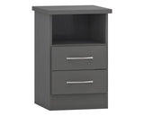 NEVADA 2 DRAWER BEDSIDE - 3D EFFECT GREY
