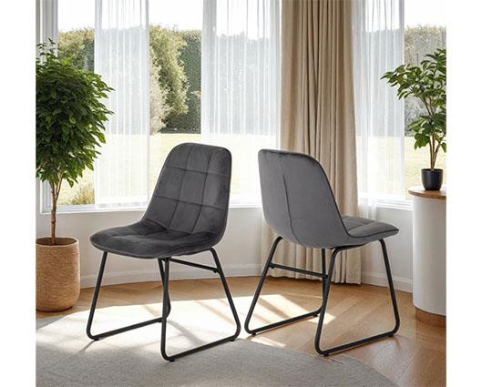 LUKAS DINING CHAIR (X2 PER BOX) - GREY VELVET