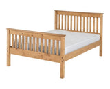 Monaco Double Bed High Foot End - Distressed Waxed Pine