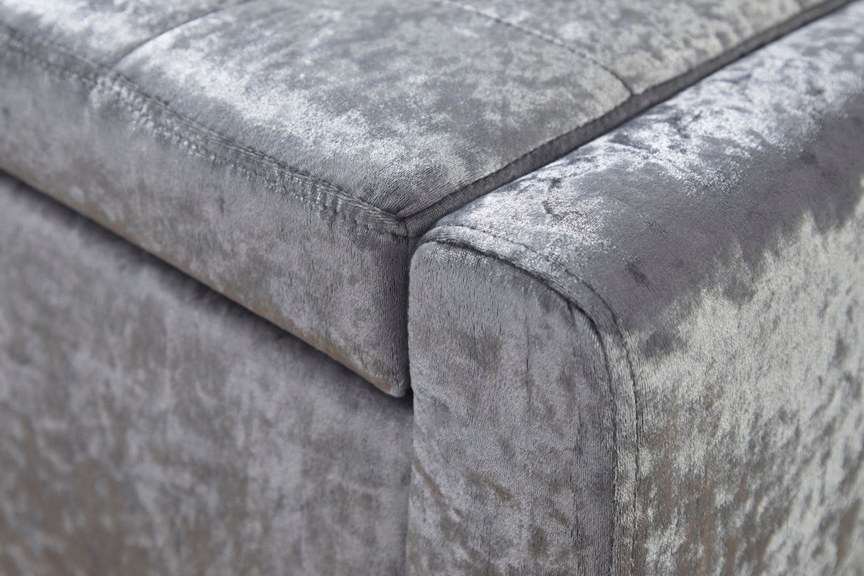 Verona ottoman bench grey crushed velvet