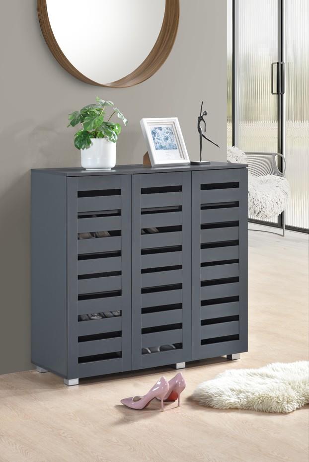 Euston 3 Door Shoe Cabinet - Dark Grey