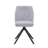 Aspen swivel dining chairs, light grey cord fabric with black metal legs (pair)
