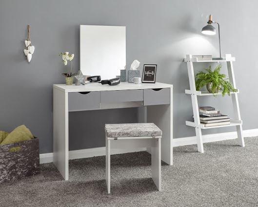 Elizabeth dressing table set white + grey