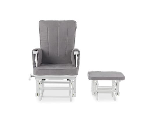 Deluxe Reclining Glider Chair & Stool - Grey