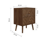 Herringford 2 Drawer Bedside - Walnut