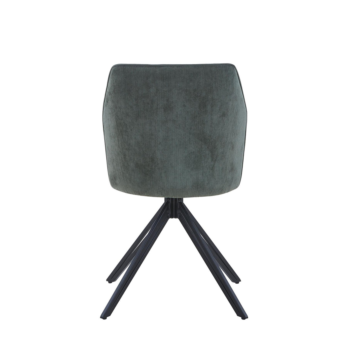 Aspen swivel dining chairs, green cord fabric with black metal legs (pair)