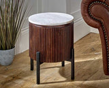 Opal Mango Wood Side Table With Marble Top & Metal Legs