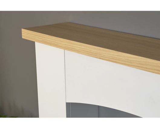 Adam Huxley in Pure White & Grey with Aviemore Electric Stove in Grey Enamel, 39 Inch