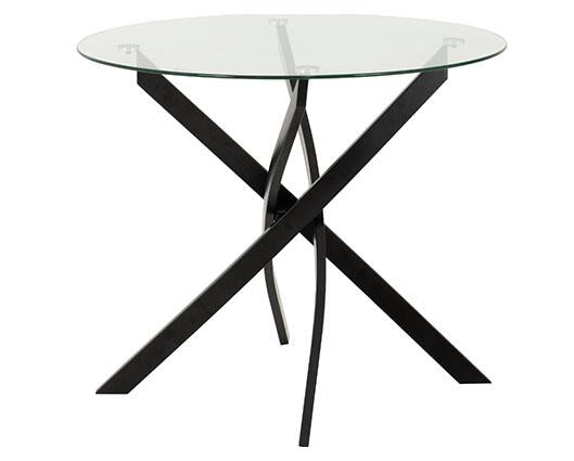 SHELDON ROUND GLASS TOP DINING TABLE - CLEAR GLASS/BLACK