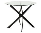 SHELDON ROUND GLASS TOP DINING TABLE - CLEAR GLASS/BLACK