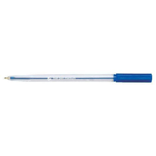 5 Star Office Ball Pen Clear Barrel Medium 1mm Tip 0.7mm Line Blue (Pack of 20)