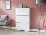 Narrow high gloss 3 tier shoe cabinet white