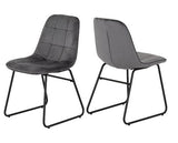 MARLOW & LUKAS DINING SET (X4 CHAIRS) - BLACK MARBLE/GREY VELVET