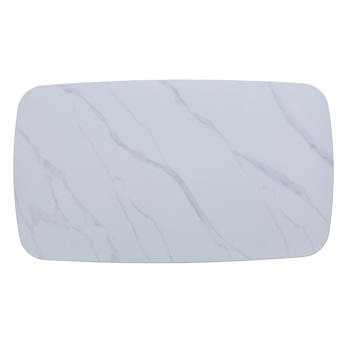 Aspen rectangular dining table, gloss white sintered stone top with black tapered legs