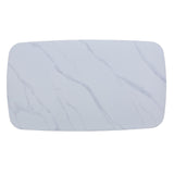 Aspen rectangular dining table, gloss white sintered stone top with black tapered legs