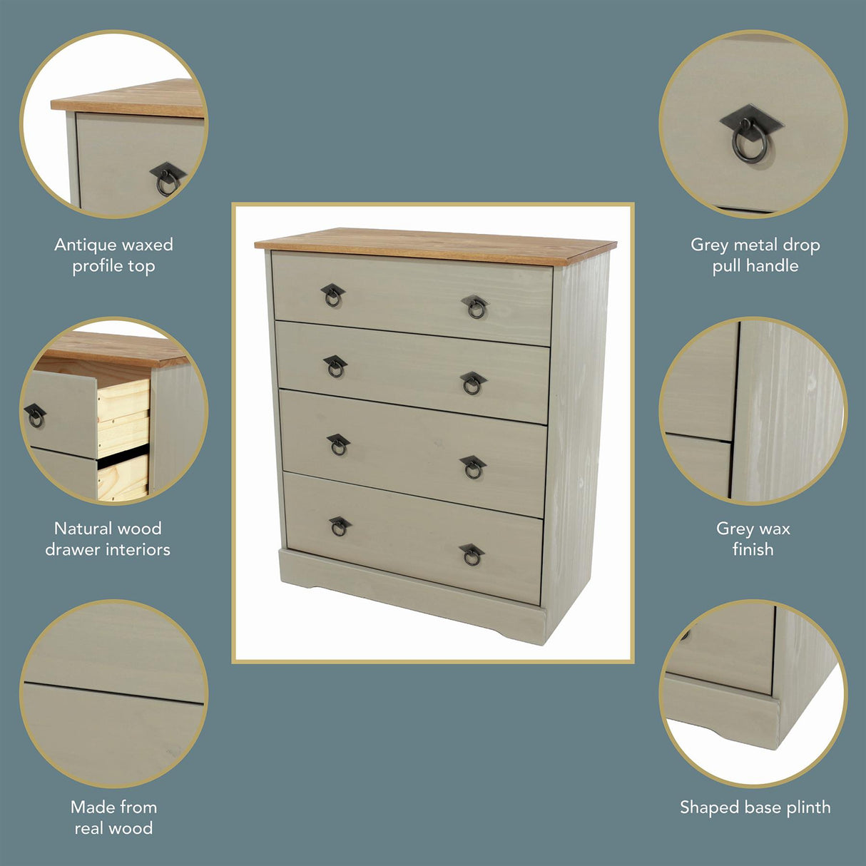 Corona Classic 4 drawer chest of drawers