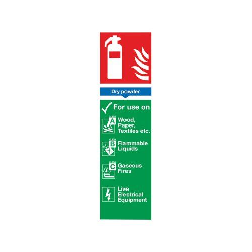 Safety Sign Fire Extinguisher Dry Powder 300x100mm PVC F101&#47;R