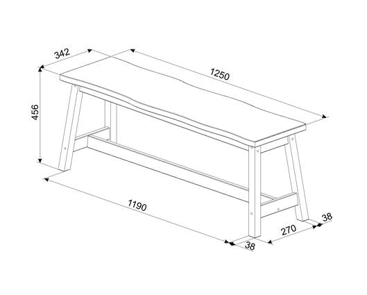 Corona live edge large dining bench