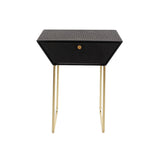 Apollo metal 1 drawer bedside cabinet, black with gold handle and legs