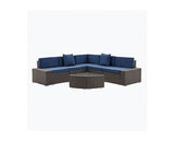 Mijas Brown Two Tone Corner Set w/ Blue Cushions