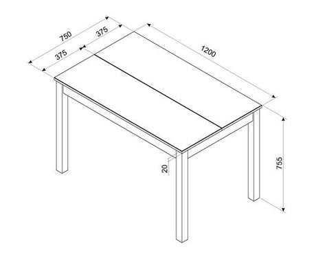 Corona linea 1200mm rectangular dining table