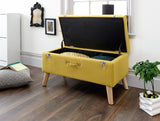 Minstrel storage ottoman large mustard