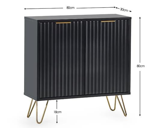 Murano Compact 2 Door Sideboard Black