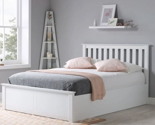 Phoenix Small Double Ottoman Bed - White