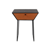 Apollo metal 1 drawer bedside cabinet, copper drawer, black cabinet, handle and legs