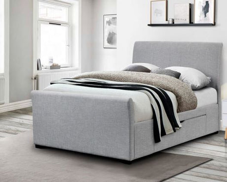 Capri Fabric Bed with Drawers Light Grey 180cm