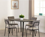 MARLOW & SHELDON DINING SET (X4 CHAIRS) - BLACK MARBLE/GREY VELVET FABRIC
