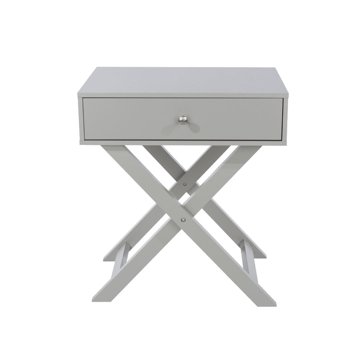 X Leg 1 Drawer Bedside Cabinet-Light Grey