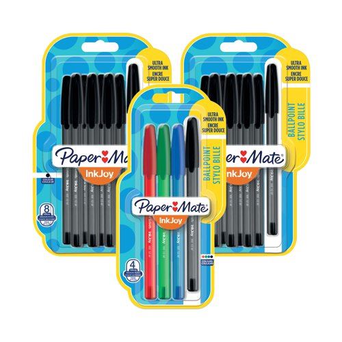 PaperMate Inkjoy Ballpoint Pen Black (Pack of 8) x2 + FOC Assorted Pk4