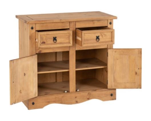 Corona 2 Door 2 Drawer Sideboard - Distressed Waxed Pine