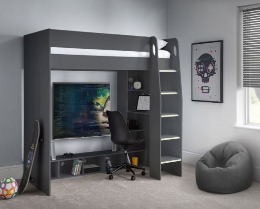 NEBULA GAMING BED WITH DESK ANTHRACITE