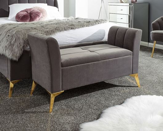 Pettine ottoman storage bench grey