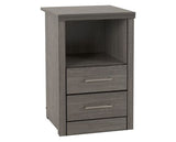 Lisbon 2 Drawer 1 Shelf Bedside Cabinet - Black Wood Grain