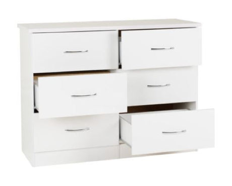 Nevada 6 Drawer Chest - White Gloss