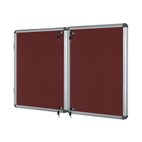 Bi-Office Enclore Display Case Burgundy Felt Acrylic Aluminium Frame 40xA4 VT750106150