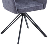 Aspen swivel dining armchairs, grey fabric with black metal legs (pair)
