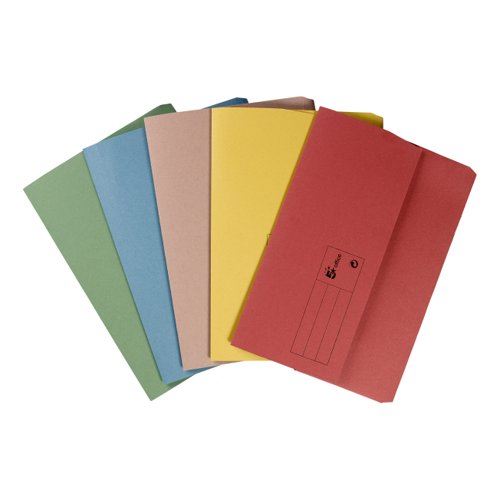 5 Star Office Document Wallet Half Flap 285gsm Recycled Capacity 32mm A4 Assorted (Pack of 50)