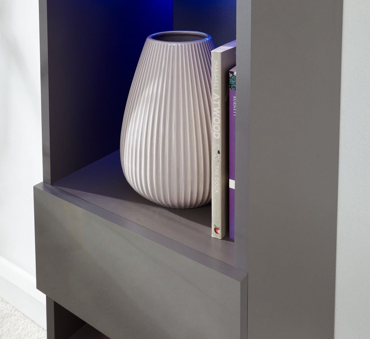 Galicia tall shelf unit with led grey