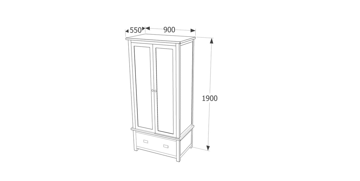 Boston 2 Door, 1 Drawer Wardrobe